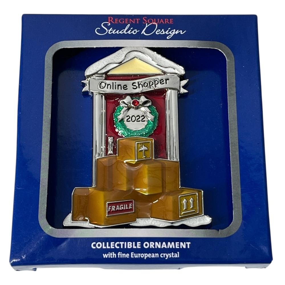 Online Shopper Christmas Ornament with European Crystal Regent Square 2022